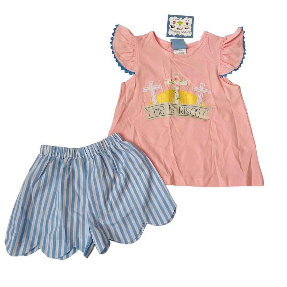 NWT Three Sisters 24M He Is Risen Pink Outfit